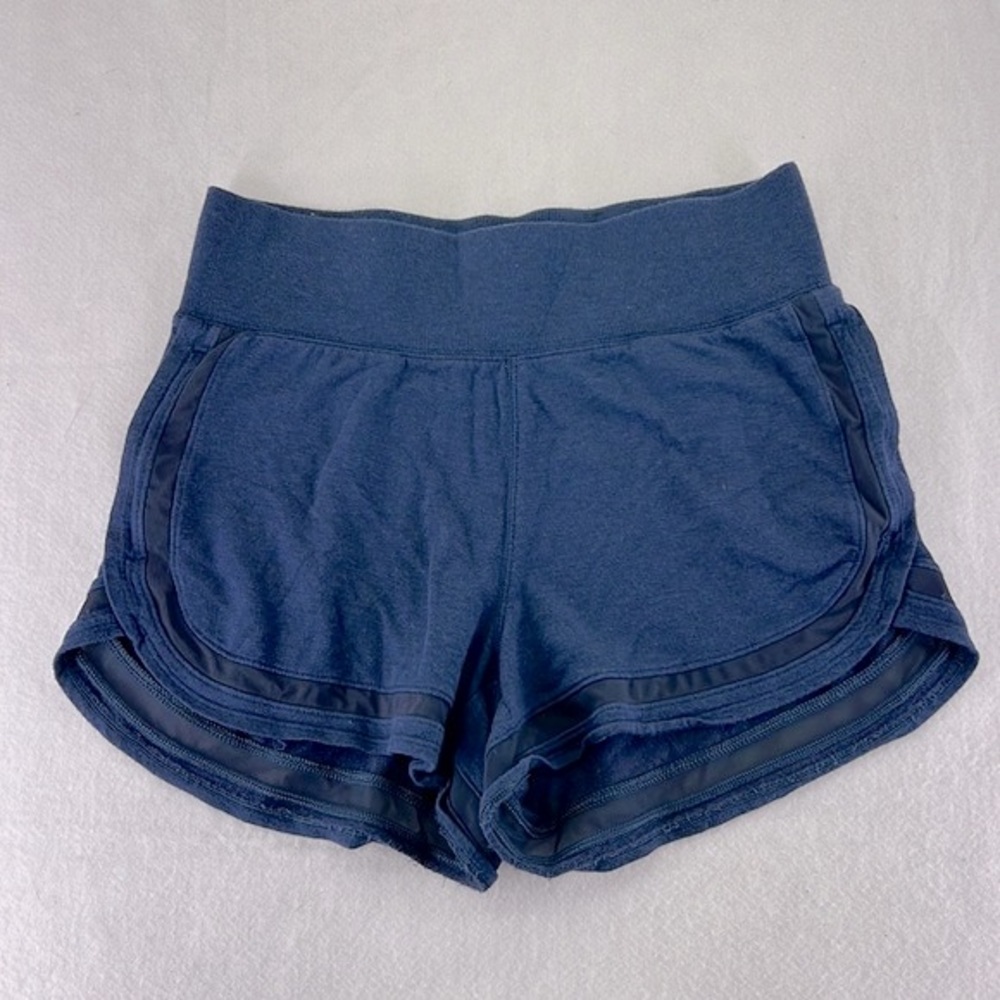 Athleta Breathe Shortie Shorts Blue Womens Size S Athletic Active Pockets
